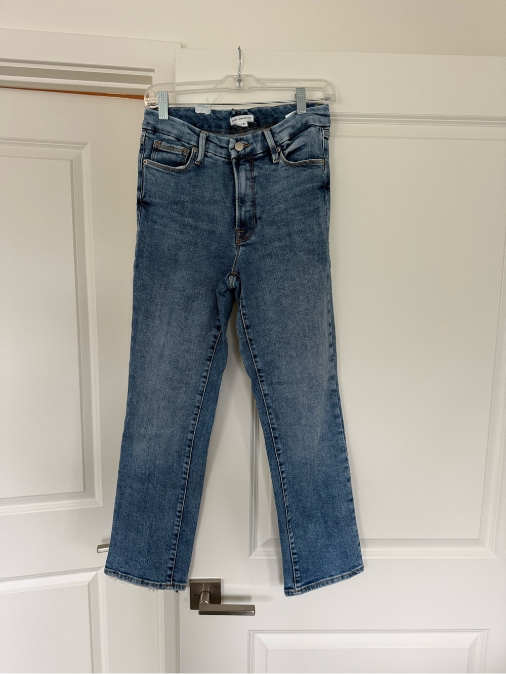 Good American High-Rise Straight Jeans in Blue Denim